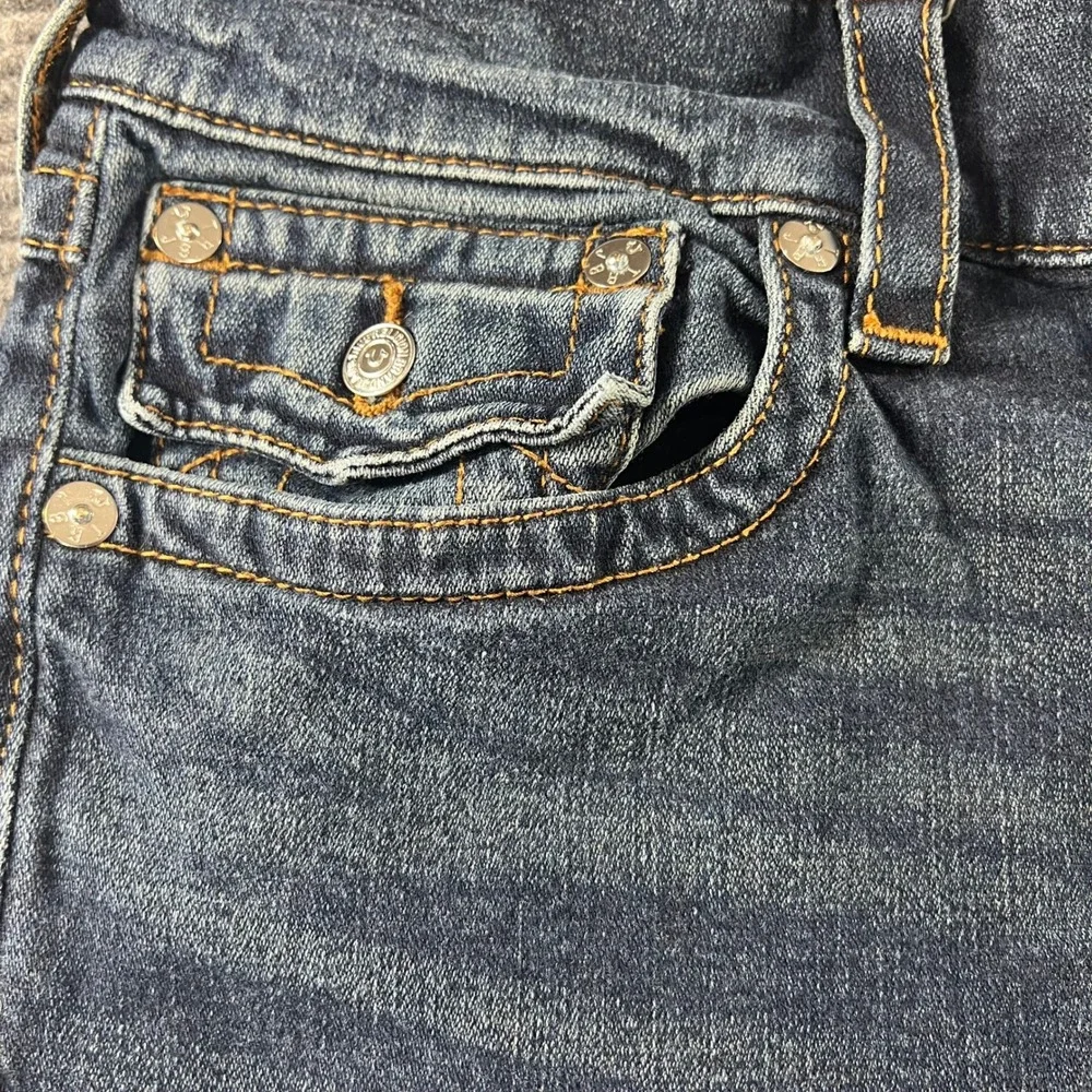 True Religion Ricky Relaxed Straight Jeans Mens 34x30 Dark Wash Blue Denim Pants